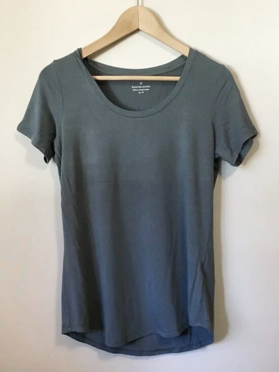 Denver Hayes Tops - Denver Hayes Blue Steel Grey Relaxed Rayon Tee Size - XS Indie Sleaze